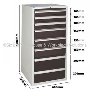 Euroslide Storage Cabinet 8 Drawer 1200mm Type 1